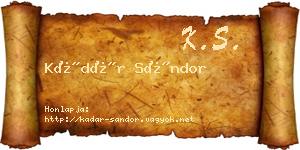 Kádár Sándor névjegykártya