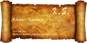Kádár Sándor névjegykártya