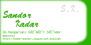 sandor kadar business card